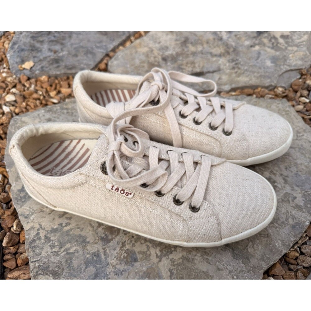Taos Star Sneakers Women Size 7.5 Cream Canvas Comfort Shoes